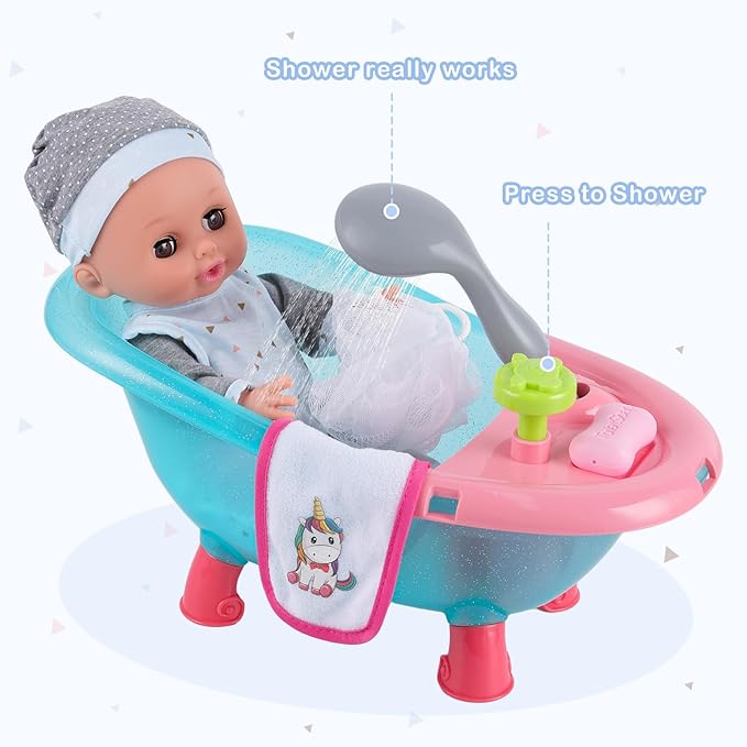 Interactive doll bath set