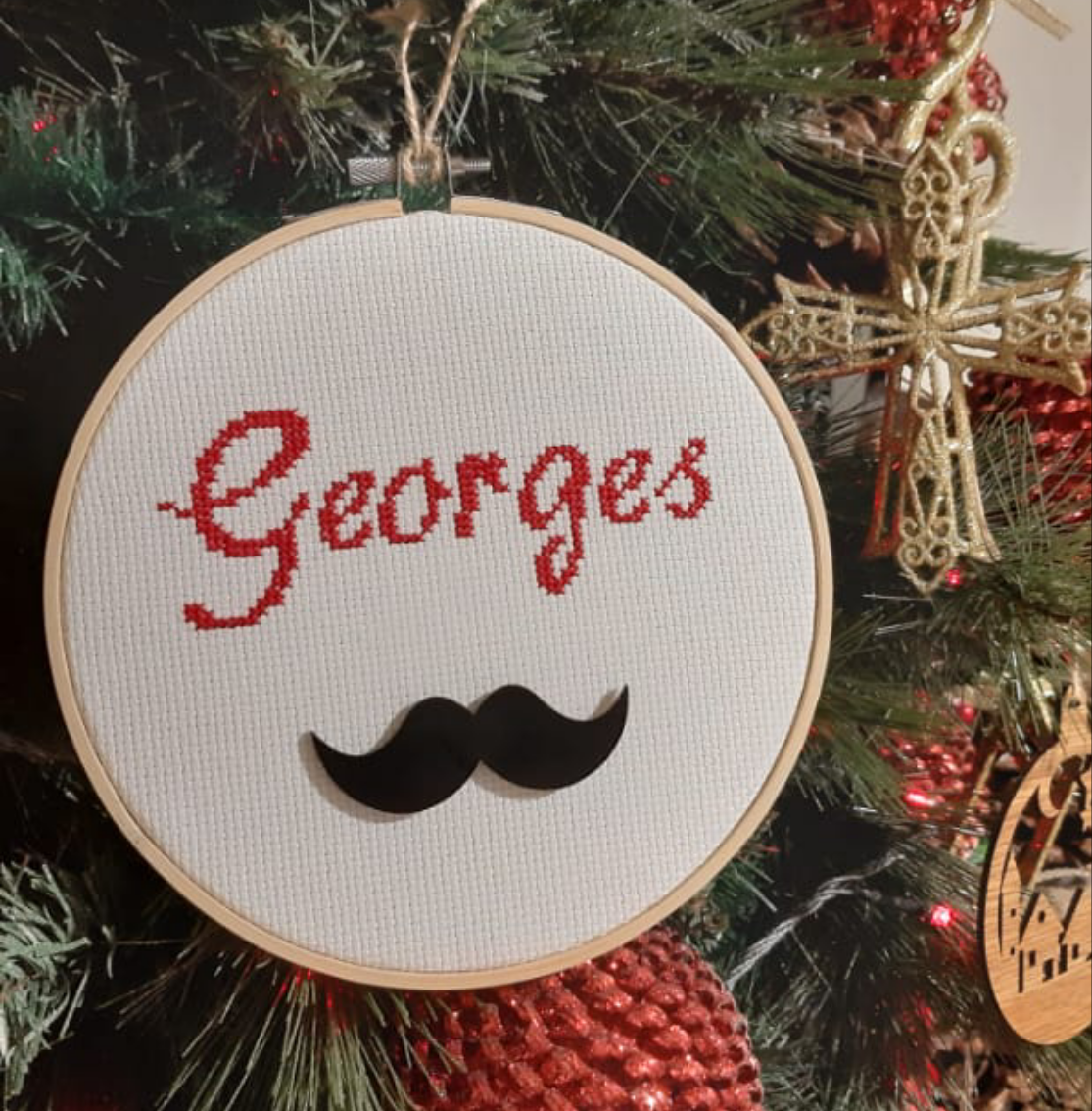 Cross stitch name hoop