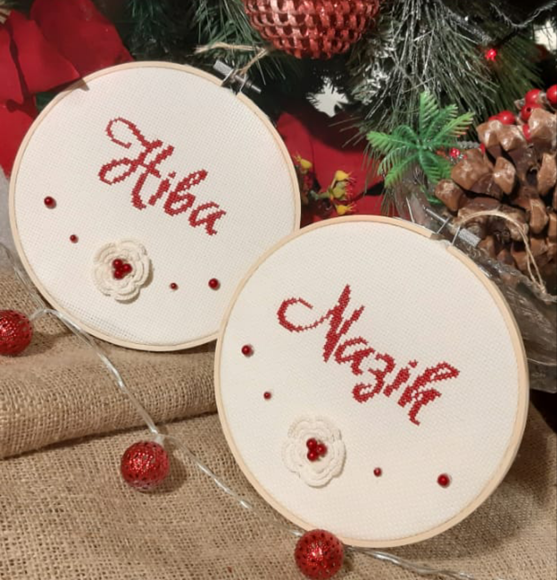 Cross stitch name hoop