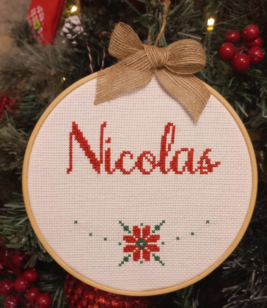Cross stitch name hoop
