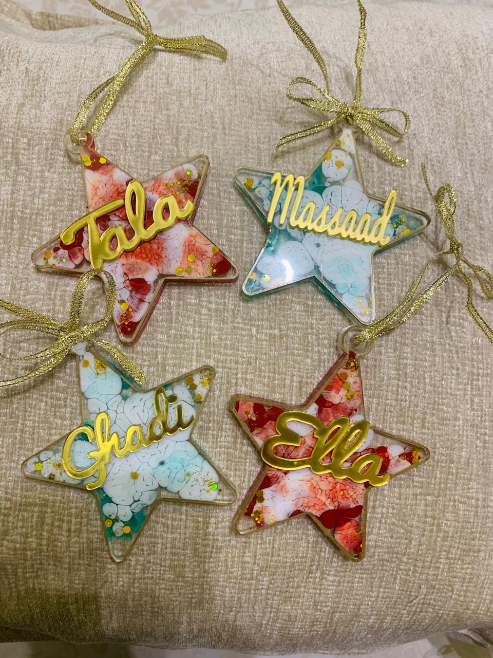 Resin ornament with name