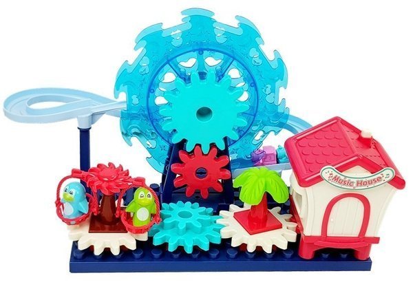 Building block track with ferris wheel