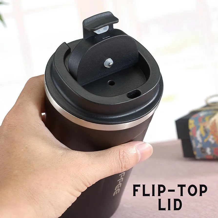 Stainless steel mug with temperature display