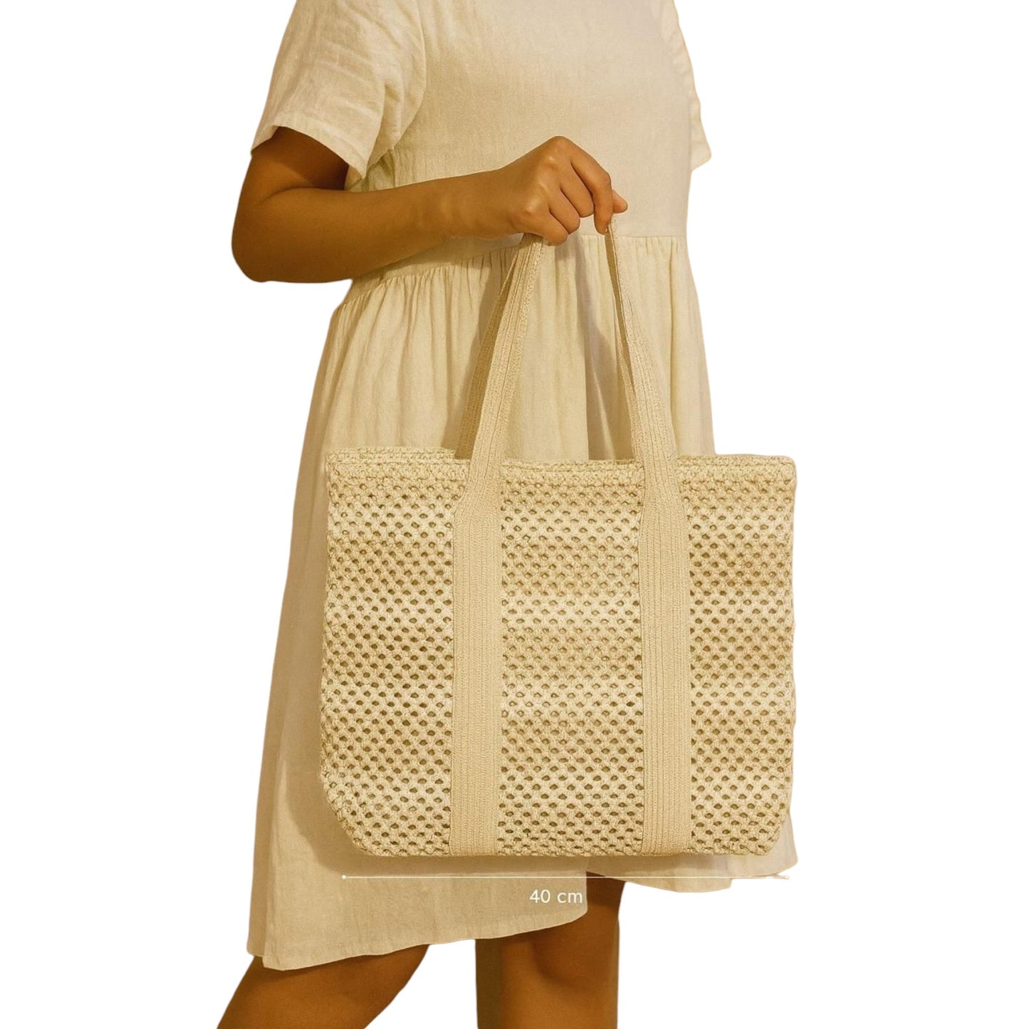 Stripped wicker bag