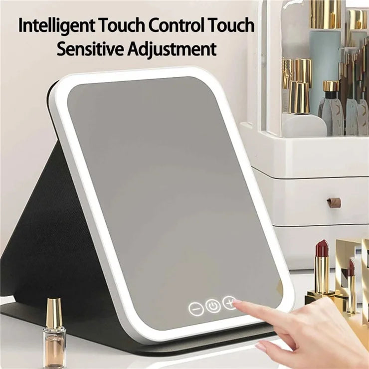 Portable mirror with LED lights