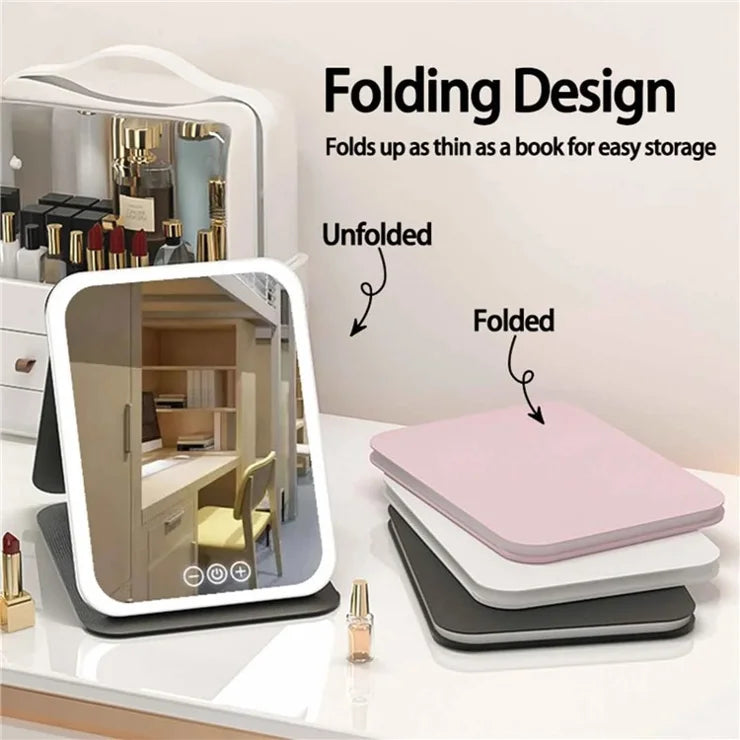 Portable mirror with LED lights