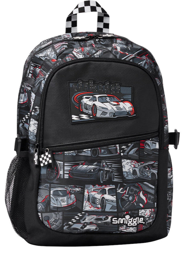 Smiggle race car backpack