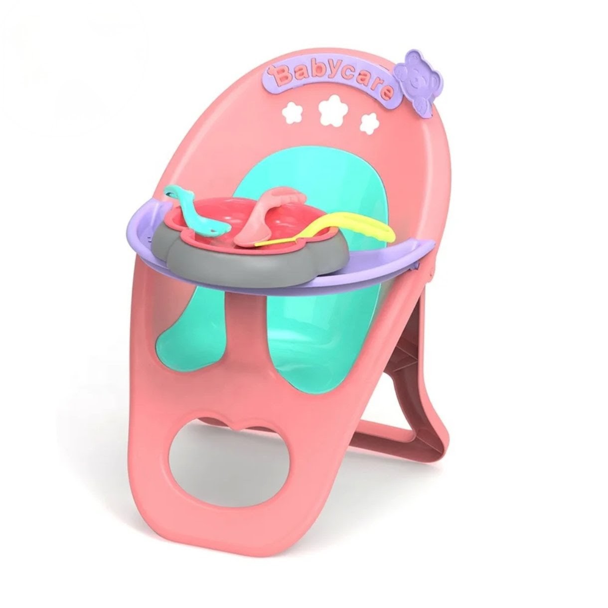 Doll set with high chair and accessories