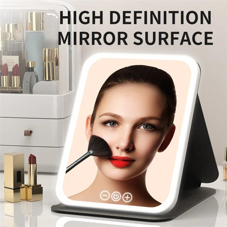 Portable mirror with LED lights