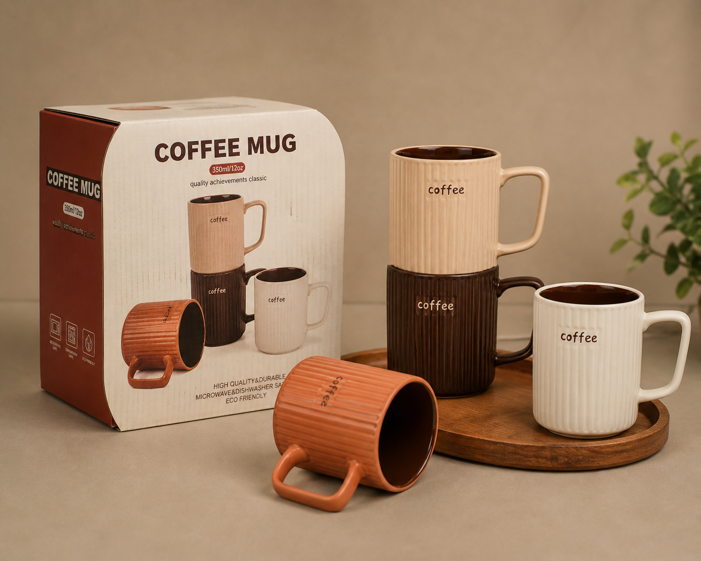 Ceramic coffee mugs - set of 4