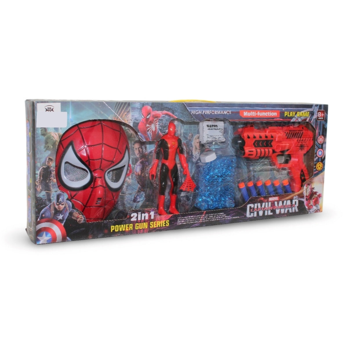2 in 1 soft gun with spiderman mask and toy