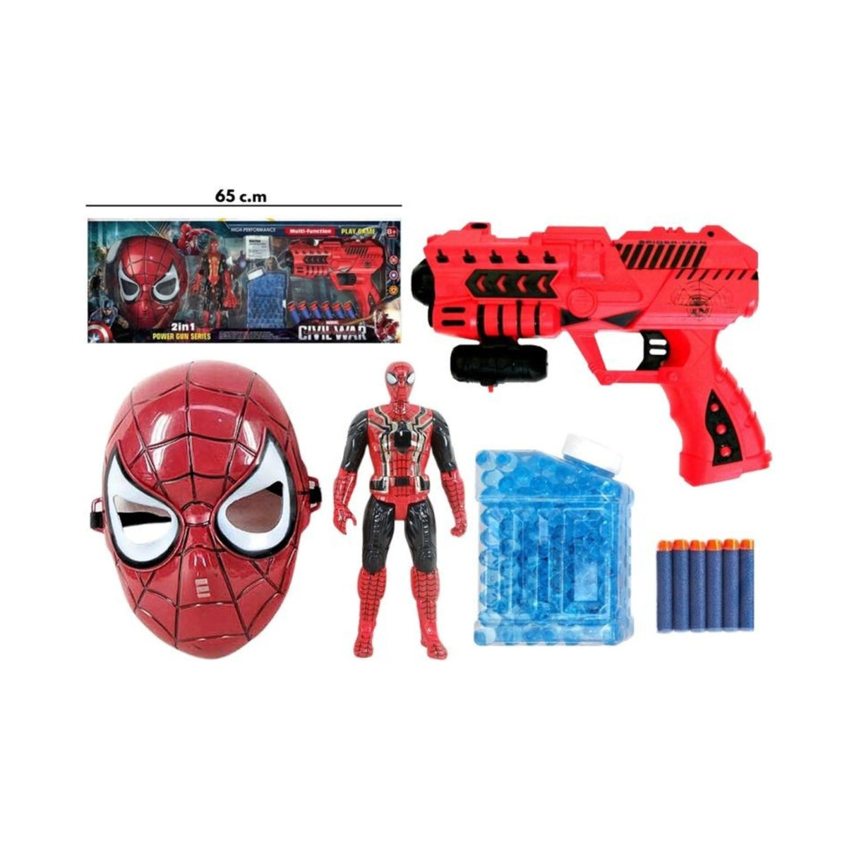 2 in 1 soft gun with spiderman mask and toy