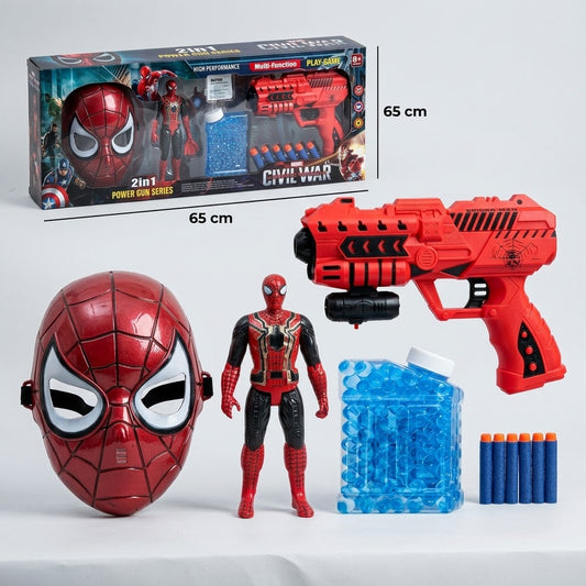 2 in 1 soft gun with spiderman mask and toy