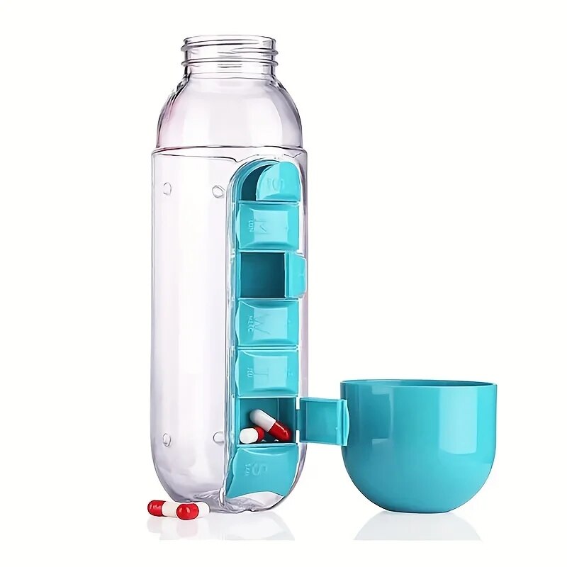 Water bottle with pills holder