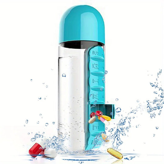 Water bottle with pills holder