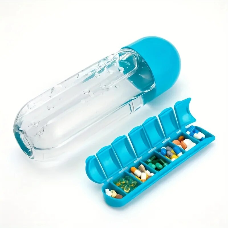 Water bottle with pills holder