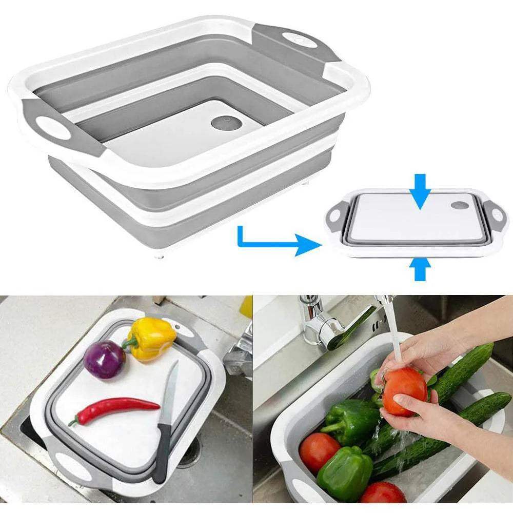 Foldable cutting board & drain basket