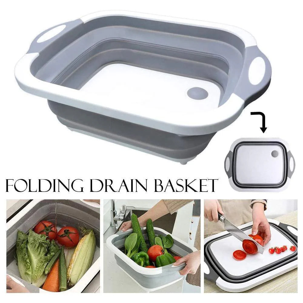 Foldable cutting board & drain basket