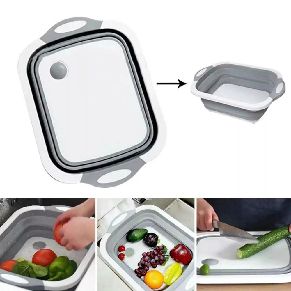 Foldable cutting board & drain basket