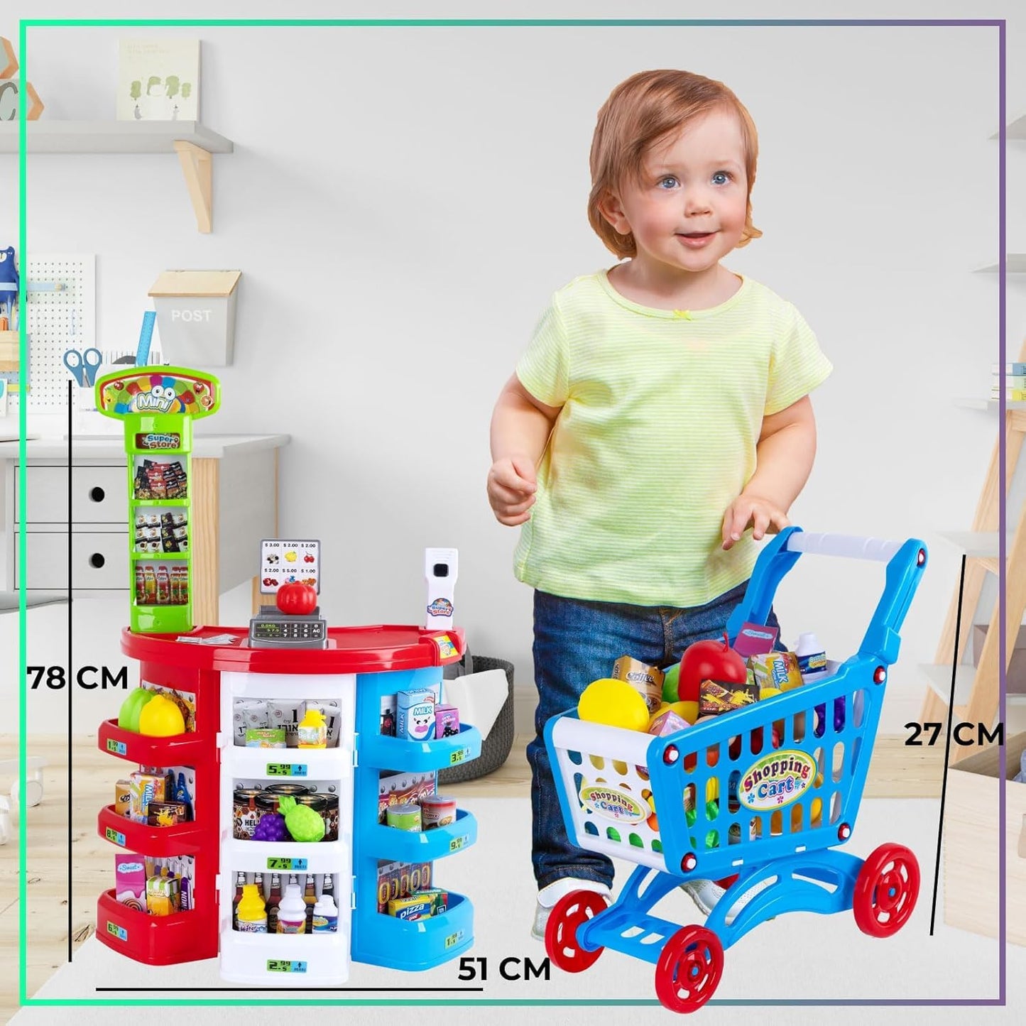 Supermarket set with trolley