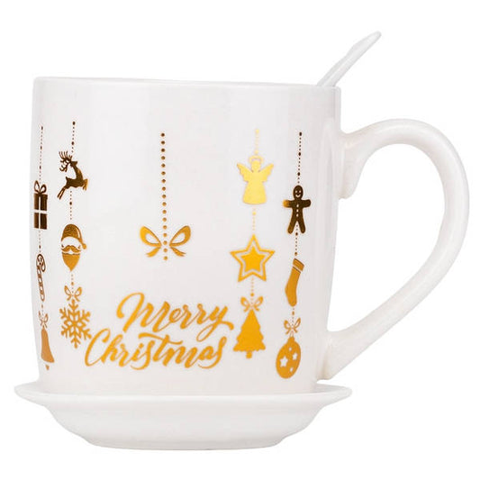 Christmas mug with plate and spoon