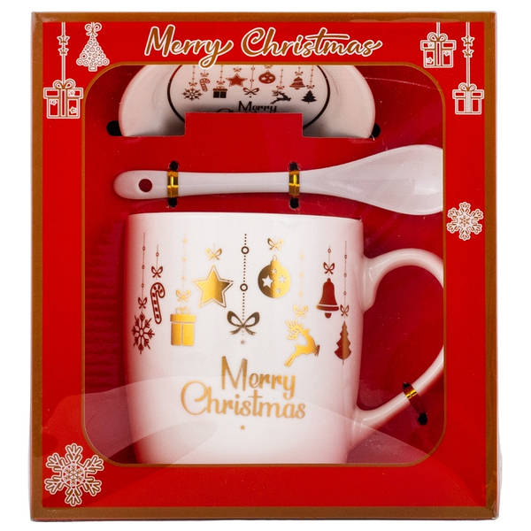 Christmas mug with plate and spoon