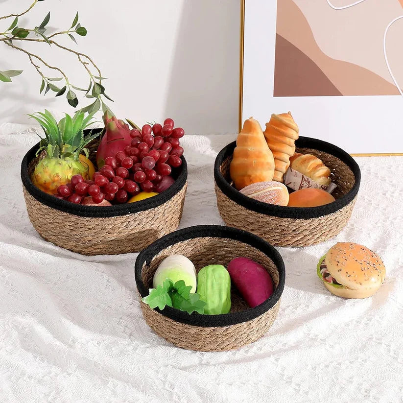 Rattan Basket set of 3 - Black