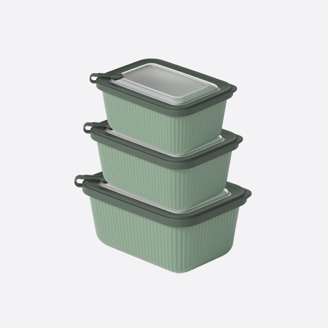 Snap lid rectangular set of 3 containers