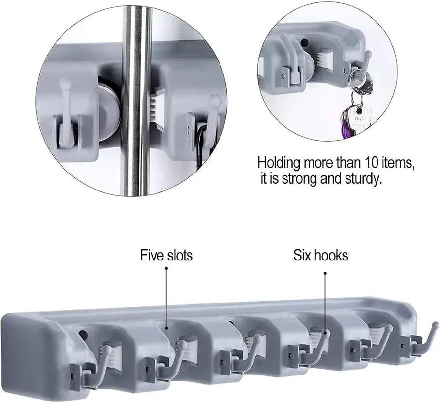 Large broom wall mounted hanger (5 slots)