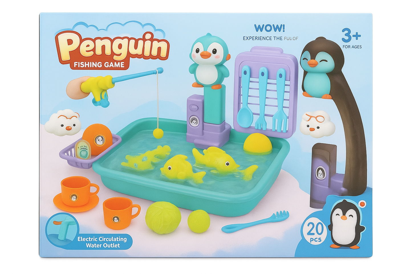 Penguin fishing game set