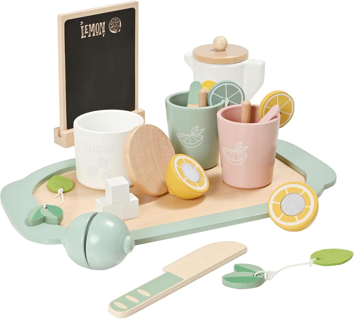 Wooden lemon tea set