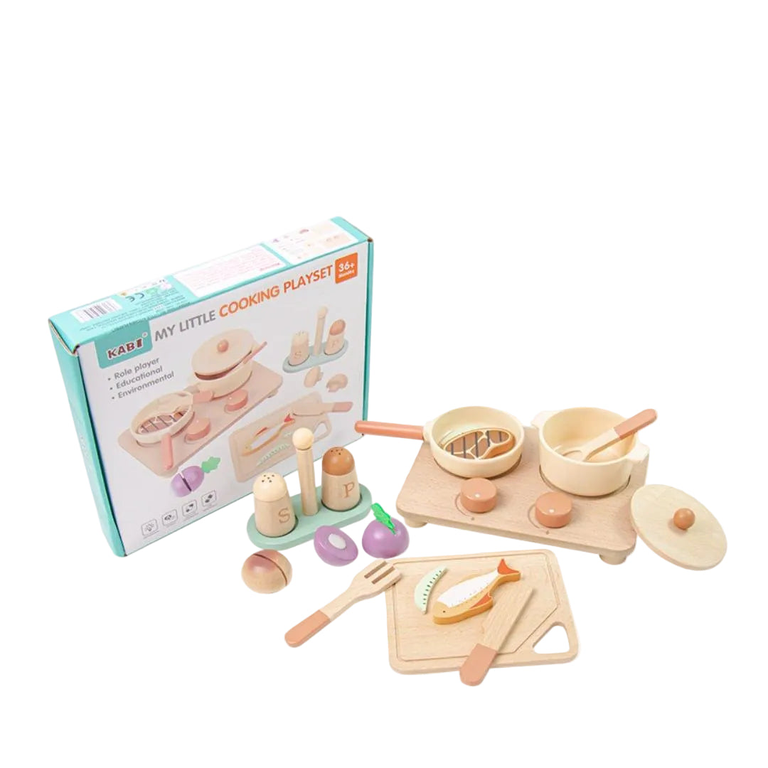 Wooden cooking playset