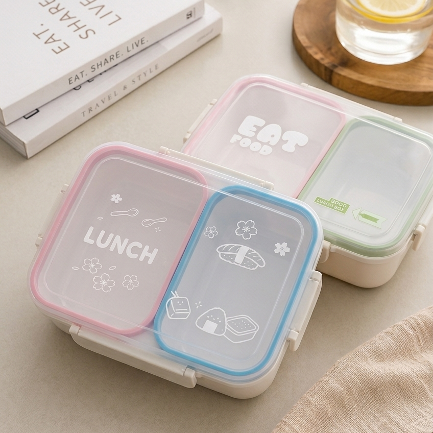 Plastic lunch box with transparent lid