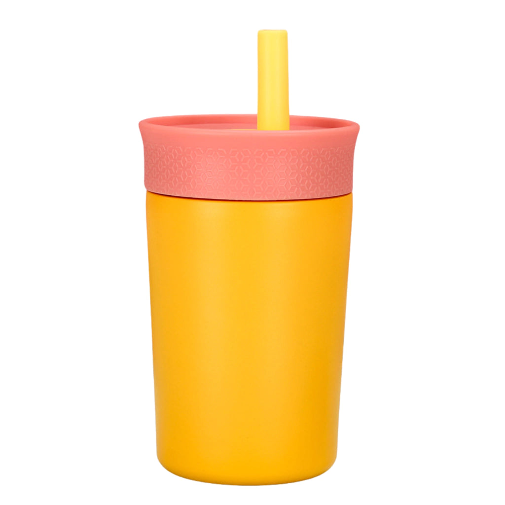 Stainless steel thermal cup with straw