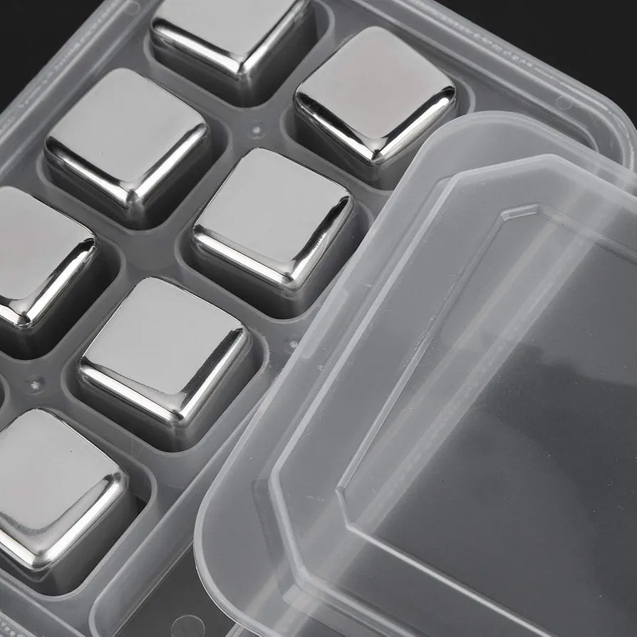 Reusable stainless steel ice cubes set