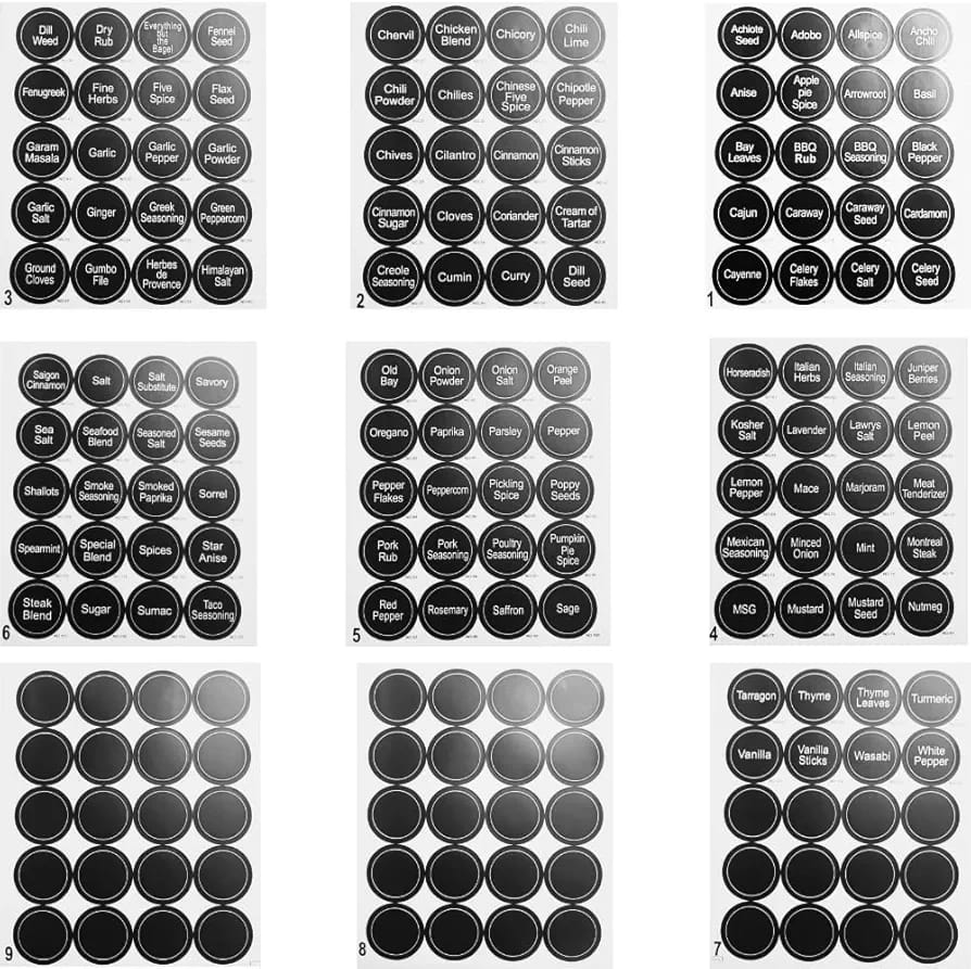 Spice label stickers