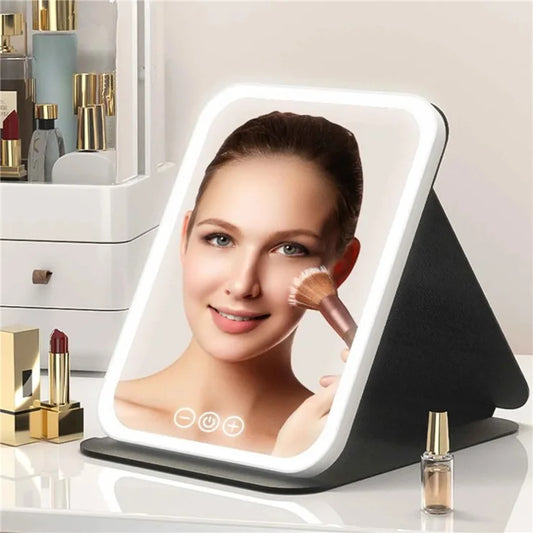 Portable mirror with LED lights