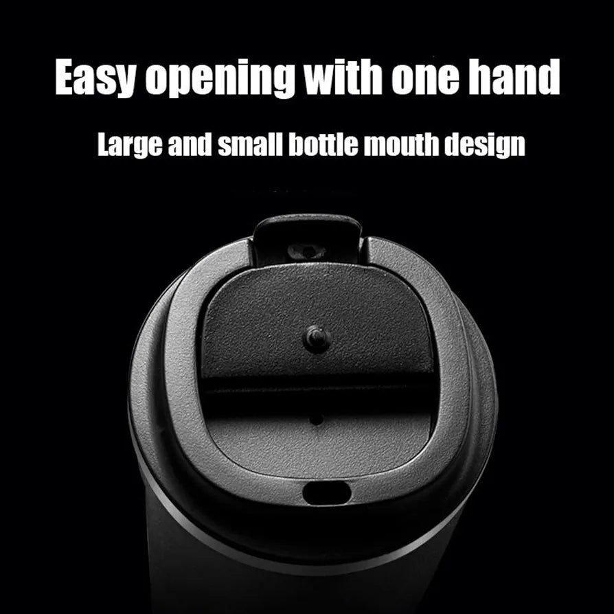 Stainless steel mug with temperature display