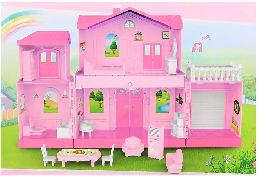 Plastic dollhouse with accessories