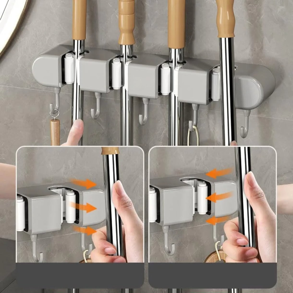 Broom wall mounted hanger