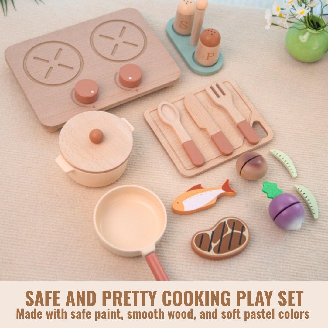 Wooden cooking playset