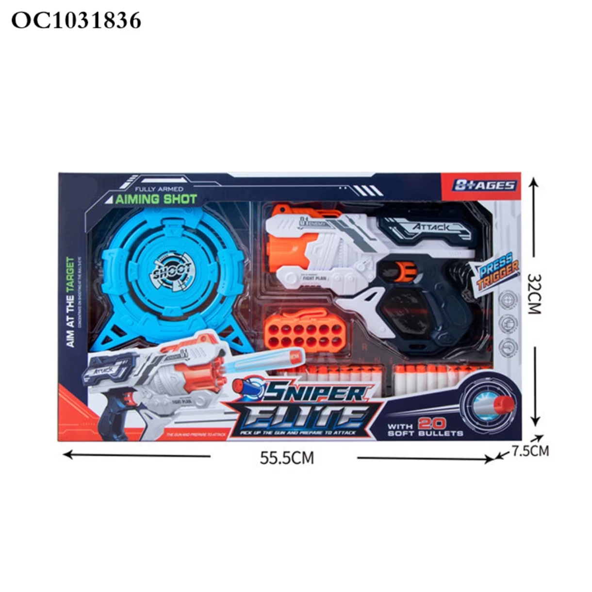 Automatic soft bullet gun with target