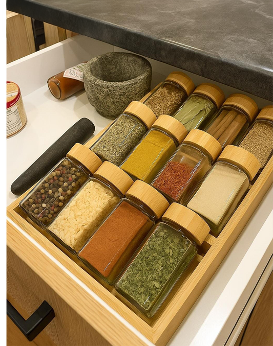 Gebe bamboo rack with 12 jars