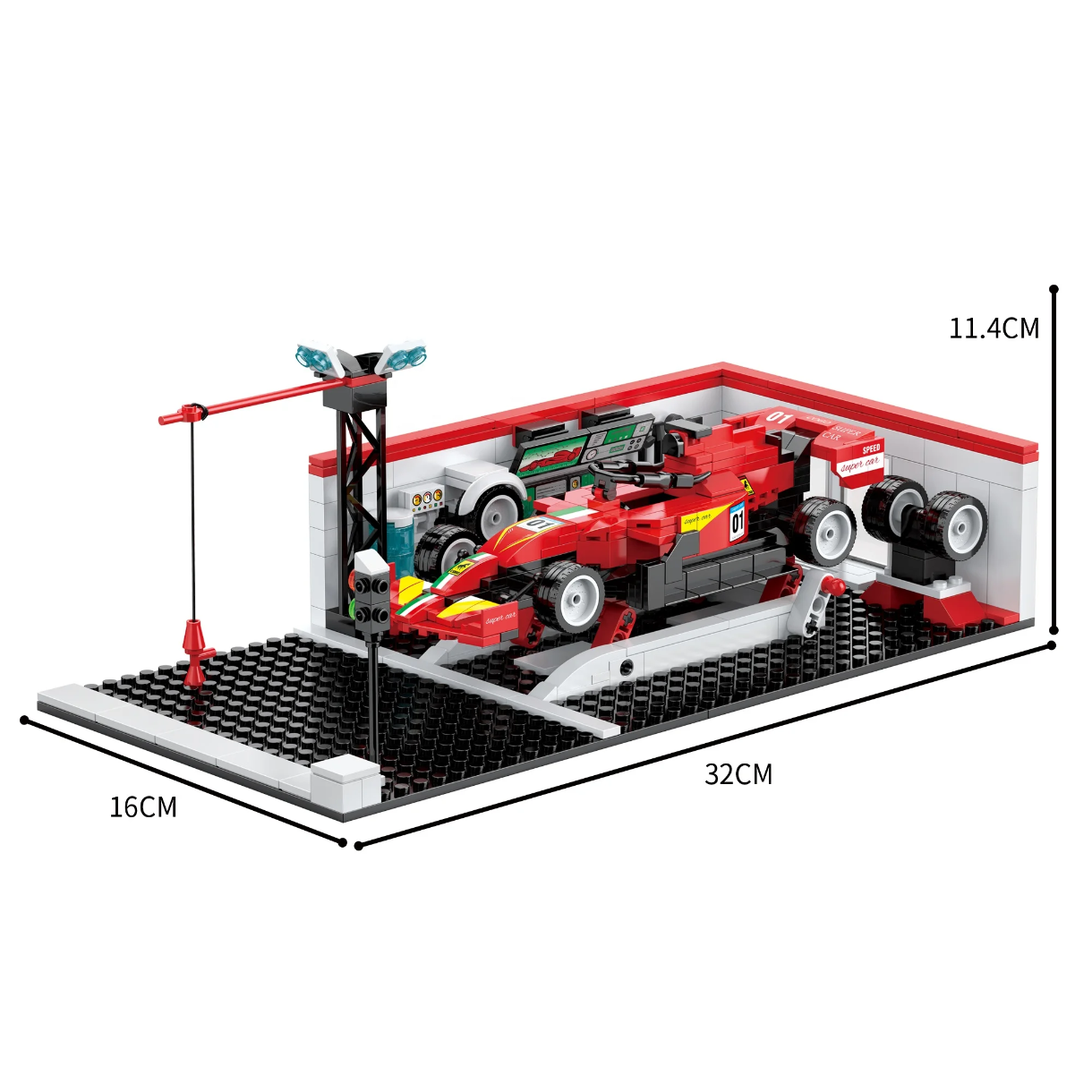 Racing car garage blocks set