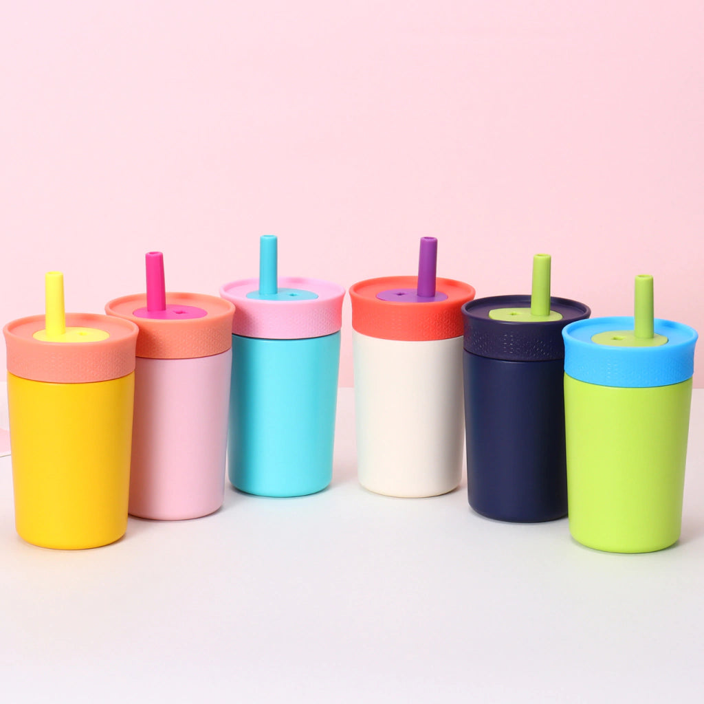 Stainless steel thermal cup with straw