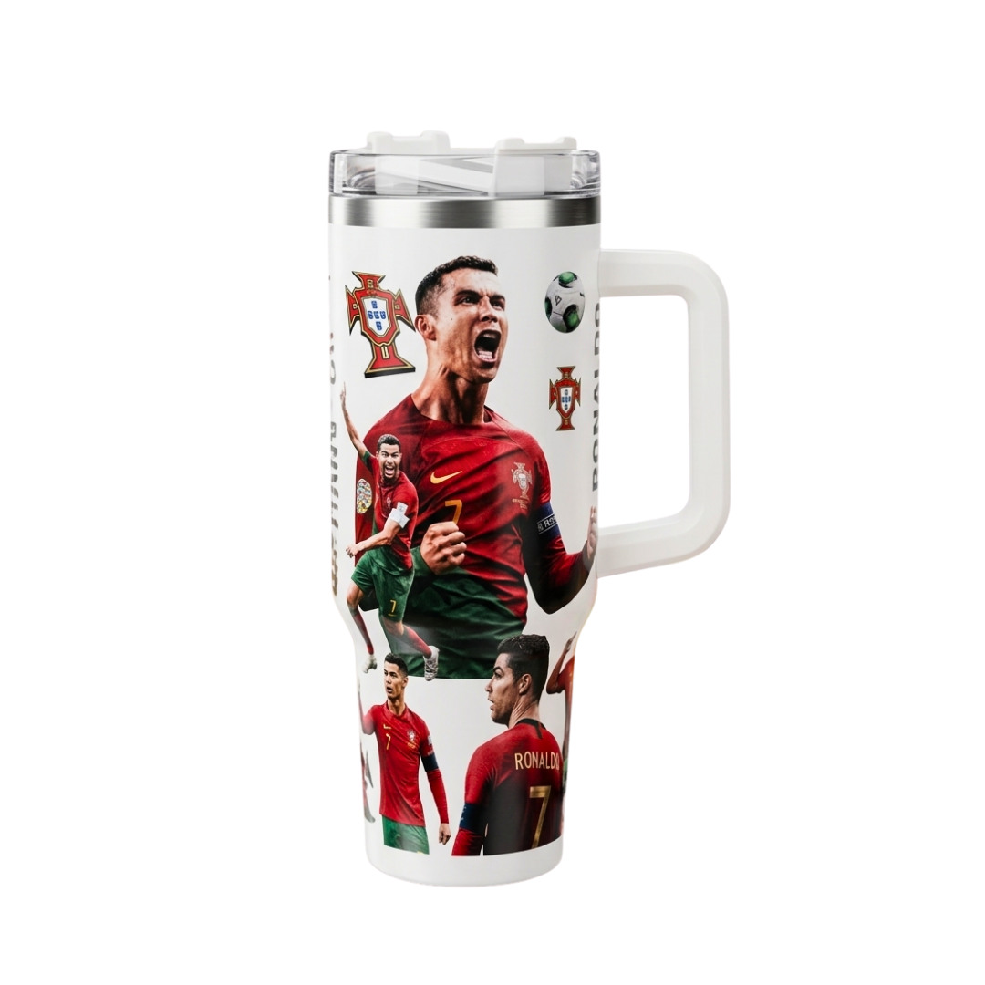 Stainless steel football tumbler