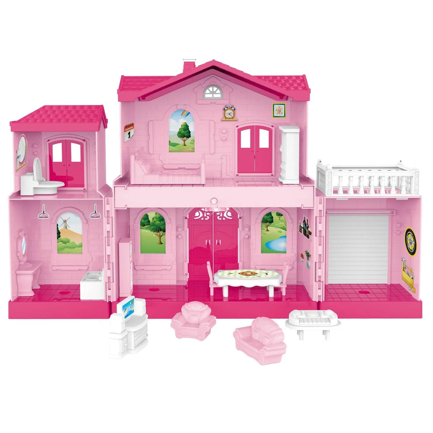 Plastic dollhouse with accessories