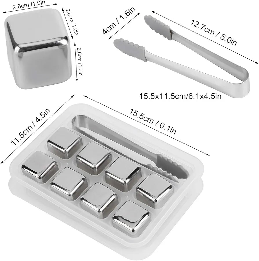 Reusable stainless steel ice cubes set