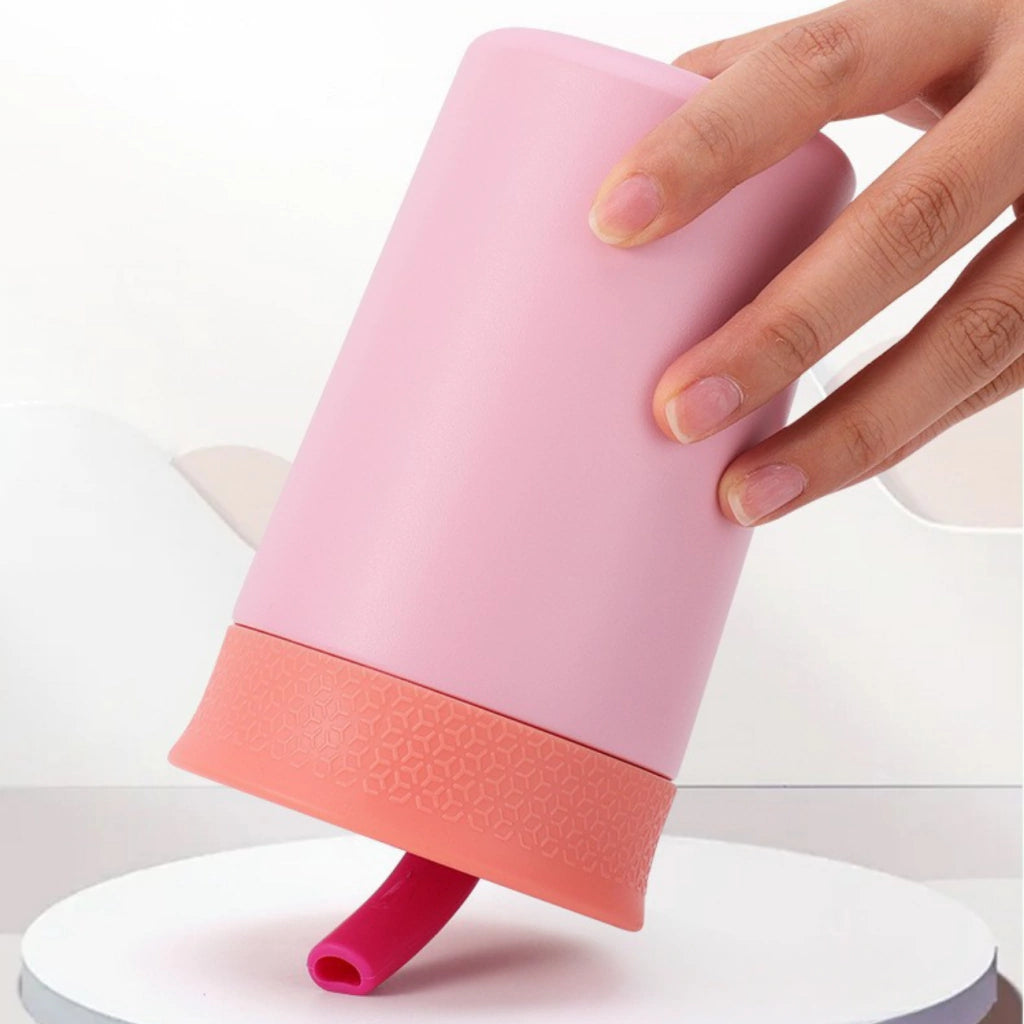 Stainless steel thermal cup with straw
