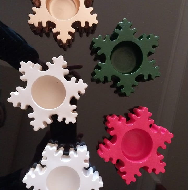 Concrete snowflake candle holder